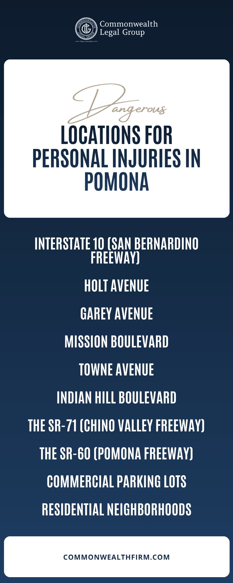 Locations For Personal Injuries In Pomona Infographic